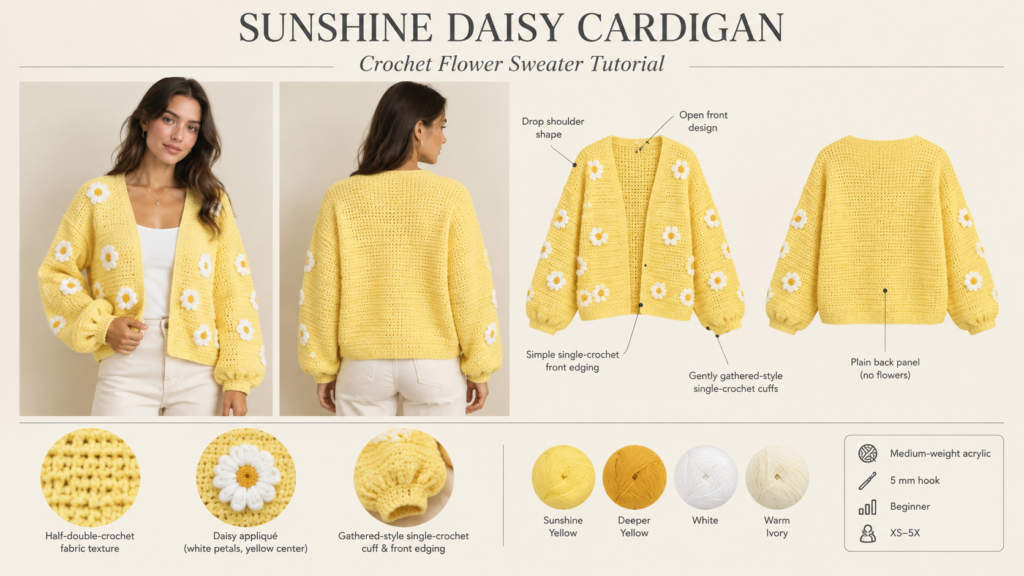 Crochet Flower Cardigan: 5 Amazing Ways to Crochet (Free)