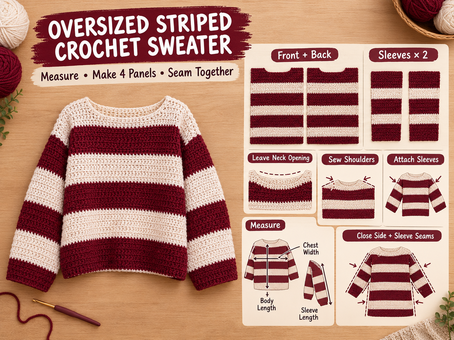 striped sweater crochet pattern - Illustration 2